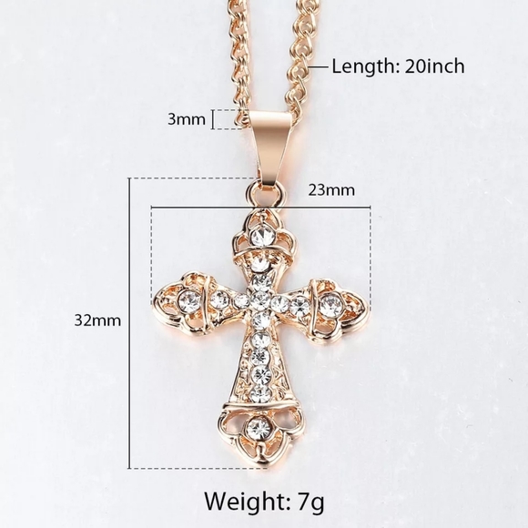 Cross Crucifix Clear Crystal Pendant Necklace for - Picture 4 of 4